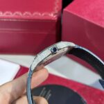 Đồng Hồ Cartier Santos Blue Dial Đính Full Kim Cương Moissanite 39 (1)