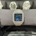 Đồng Hồ Cartier Santos Độ Full Kim Cương Thiên Nhiên Blue Dial 39 (8)
