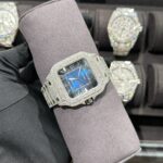 Đồng Hồ Cartier Santos Độ Full Kim Cương Thiên Nhiên Blue Dial 39 (8)