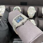 Đồng Hồ Cartier Santos Độ Full Kim Cương Thiên Nhiên Blue Dial 39 (8)