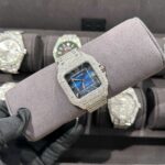 Đồng Hồ Cartier Santos Độ Full Kim Cương Thiên Nhiên Blue Dial 39 (8)