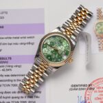 Đồng Hồ Nữ Rolex Bọc Vàng Datejust Mặt Số Xanh Olive Hoa Lá GM 31mm (4)