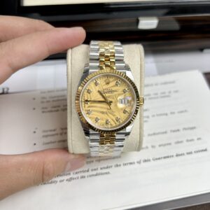 Đồng Hồ Rolex DateJust Mặt Lá Cọ Demi Gold Fake 11 EW 36-41mm (1)