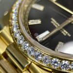 Đồng Hồ Rolex Day-Date Đính Kim Cương Moissanite Mặt Đen 40mm (3)