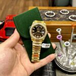 Đồng Hồ Rolex Day-Date Đính Kim Cương Moissanite Mặt Đen 40mm (3)