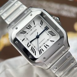 Đồng Hồ Cartier Santos WSSA0029 Replica 11 Nữ Mặt Trắng Máy Thụy Sỹ Nhà Máy BV 35mm (2)