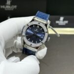 Đồng Hồ Hublot Nữ Màu Xanh Dương Độ Kim Cương Moissanite 33mm (7)