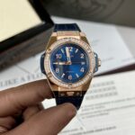 Đồng Hồ Hublot One Click King Gold Đính Kim Moissanite Màu Xanh 39mm (1)