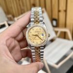 Đồng Hồ Rolex DateJust 126283RBR Mặt Lá Cọ Màu Vàng Fake 11 36-41mm (1)