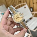 Đồng Hồ Rolex DateJust 126283RBR Mặt Lá Cọ Màu Vàng Fake 11 36-41mm (1)