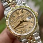 Đồng Hồ Rolex DateJust Bọc Vàng 18K Mặt Lá Cọ GM 36mm (1)