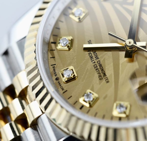 Đồng Hồ Rolex DateJust Bọc Vàng 18K Mặt Lá Cọ GM Replica 36mm (2)