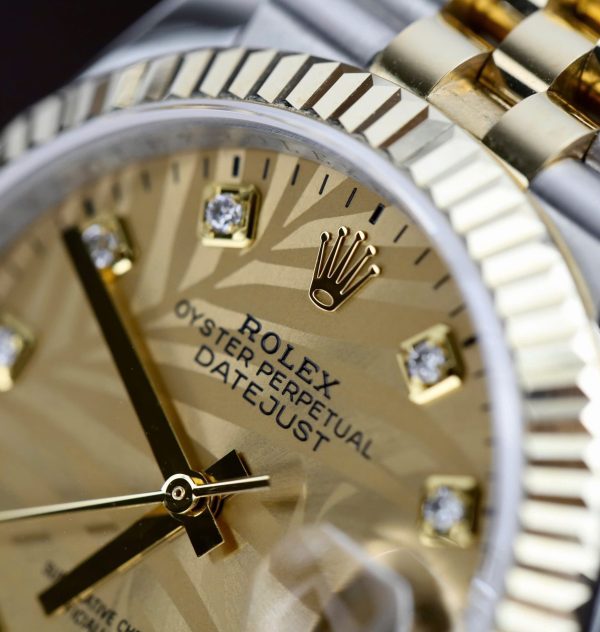 Đồng Hồ Rolex DateJust Bọc Vàng 18K Mặt Lá Cọ GM Replica 36mm (2)