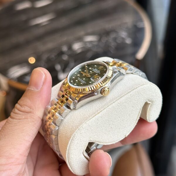 Đồng Hồ Rolex DateJust Demi Gold Mặt Số Cây Lá Xanh 31mm (1)