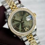 Đồng Hồ Rolex DateJust Nữ Đính Đá Mặt Xanh Ngọc Rep 11 31mm (2)
