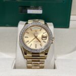 Đồng Hồ Rolex Day-Date Bọc Vàng Độ Kim Cương Moissanite Baguette 40mm (7)
