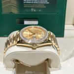 Đồng Hồ Rolex Day-Date Bọc Vàng Độ Kim Cương Moissanite Baguette 40mm (7)