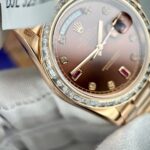 Đồng Hồ Rolex Day-Date Bọc Vàng Độ Kim Cương Moissanite Ruby Đỏ 40mm (2)