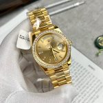 Đồng Hồ Rolex Day-Date Bọc Vàng Thật Độ Kim Cương Moissanite GM V2 40mm (2)