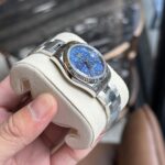 Đồng Hồ Rolex Nữ DateJust Replica Mặt Số Cây Lá Màu Xanh Dương 31mm (2)