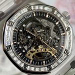 Đồng Hồ Audemars Piguet Royal Oak 15412BC Skeleton Độ Moissanite (9)