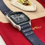 Đồng Hồ Cartier Santos Dây Cao Su Màu Xanh Dương Nhà Máy BV 39 (2)