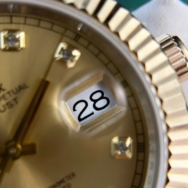 Đồng Hồ Rolex DateJust Bọc Vàng Mặt Vàng Champagne GM Factory Ver 5 41mm (9)`