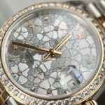 Đồng Hồ Rolex DateJust Nữ Mặt Hoa Lá Đính Đá Replica 31mm (2)