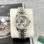 Đồng Hồ Rolex DateJust Nữ Mặt Hoa Lá Đính Đá Replica 31mm (2)
