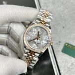 Đồng Hồ Rolex DateJust Nữ Mặt Hoa Lá Đính Đá Replica 31mm (2)