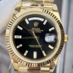 Đồng Hồ Rolex Day-Date 228238 Replica 11 Mặt Đen Cọc Đính Đá GM Factory 40mm (1)