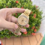 Đồng Hồ Rolex Day-Date Nam Đính Đá Màu Vàng Champagne 40mm (1)