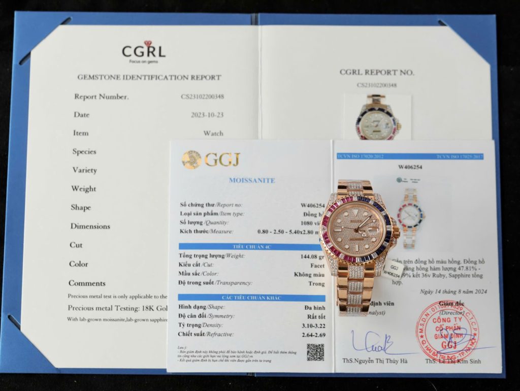 Đồng Hồ Rolex GMT-Master II 126755 SARU-DIAO Bọc Vàng Độ Moissanite Sapphire 40mm (2)