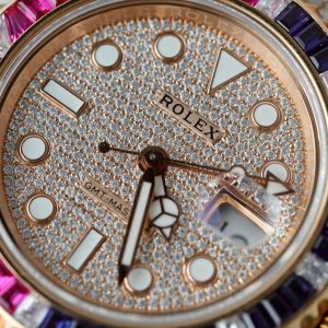 Đồng Hồ Rolex GMT-Master II 126755 SARU-DIAO Bọc Vàng Độ Moissanite Sapphire 40mm (2)