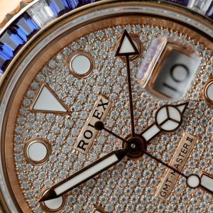Đồng Hồ Rolex GMT-Master II 126755 SARU-DIAO Bọc Vàng Độ Moissanite Sapphire 40mm (2)