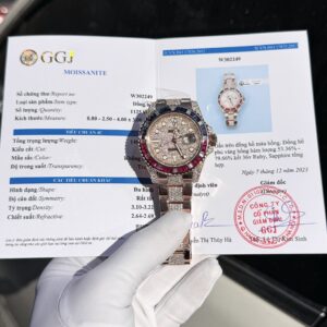 Đồng Hồ Rolex GMT-Master II 126755 SARU-DIAO Bọc Vàng Độ Moissanite Sapphire 40mm