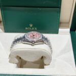 Đồng Hồ Nữ Rolex DateJust Độ Kim Cương Moissanite Mặt Số Hồng 31mm (4)