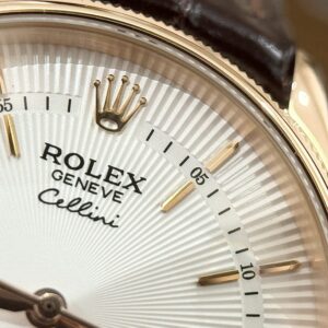 Đồng Hồ Rolex Cellini 50525 Replica 11 Vỏ Vàng Hồng Dây Nâu 39mm (1)