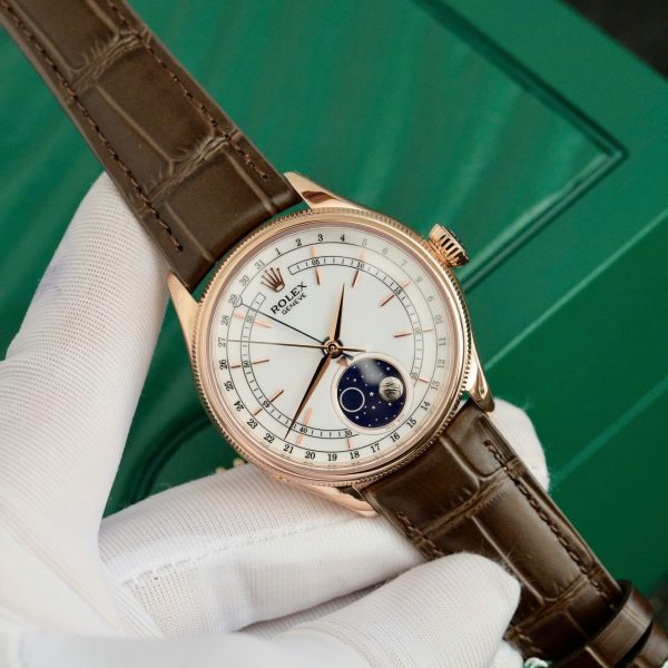 Đồng Hồ Rolex Cellini Moonphase 50535 Replica 11 Dây Da Nâu (1)