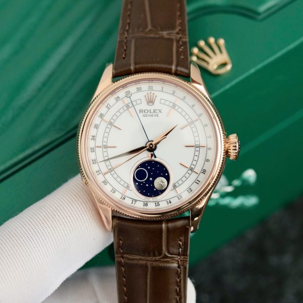 Đồng Hồ Rolex Cellini Moonphase 50535 Replica 11 Dây Da Nâu (1)