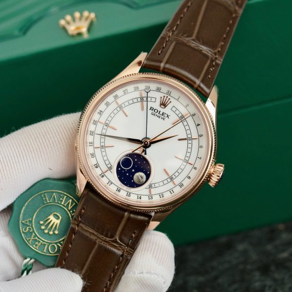 Đồng Hồ Rolex Cellini Moonphase 50535 Replica 11 Dây Da Nâu (1)