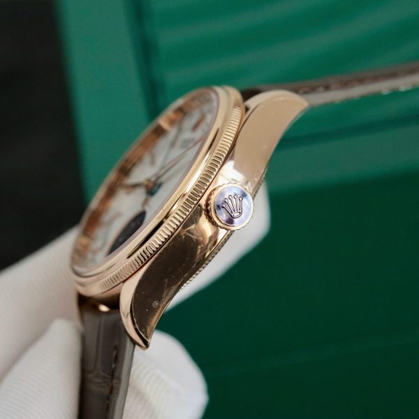 Đồng Hồ Rolex Cellini Moonphase 50535 Replica 1:1 Dây Da Nâu