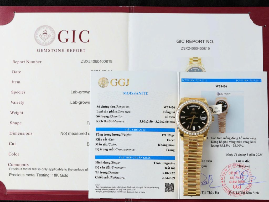 Đồng Hồ Rolex Day-Date 228238 Bọc Vàng 18K Độ Viền Moissanite GM 40mm (2)