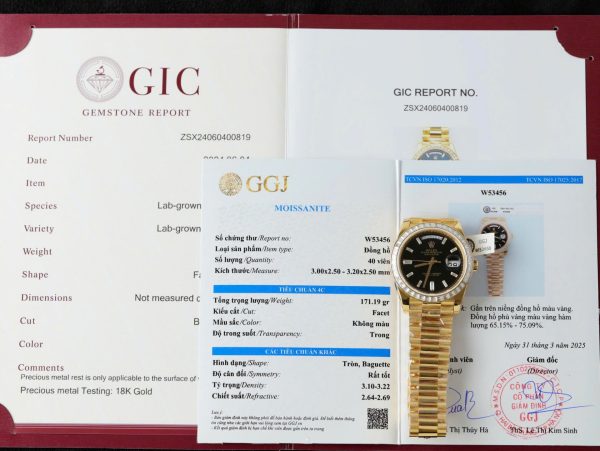 Đồng Hồ Rolex Day-Date 228238 Bọc Vàng 18K Độ Viền Moissanite GM 40mm (2)