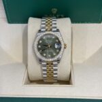 Đồng Hồ Rolex Nữ DateJust Độ Kim Cương Moissanite Mặt Xanh Lá 31mm (3)
