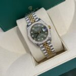 Đồng Hồ Rolex Nữ DateJust Độ Kim Cương Moissanite Mặt Xanh Lá 31mm (5)