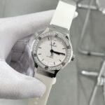 Đồng Hồ Hublot Dây Cao Su Màu Trắng Fake 11 Máy Thụy Sỹ 38mm