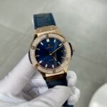 Đồng Hồ Hublot Màu Xanh Blue Đính Đá Nhà Máy HB 38mm (6)