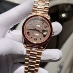 Đồng Hồ Rolex Day-Date Độ Đá Ruby Đỏ Baguette Moissanite GM Factory 40mm (1)