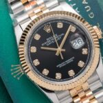 Đồng Hồ Rolex DateJust Bọc Vàng Thật Mặt Đen Nam Nhà Máy GM 36mm (7)